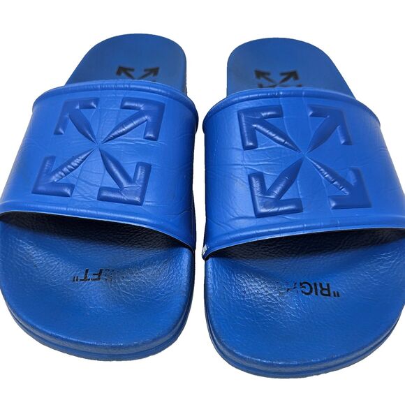 OFF-WHITE Virgil Abloh Rubber Sandals Arrow Pool Sliders Blue Size 40 - Picture 1 of 9